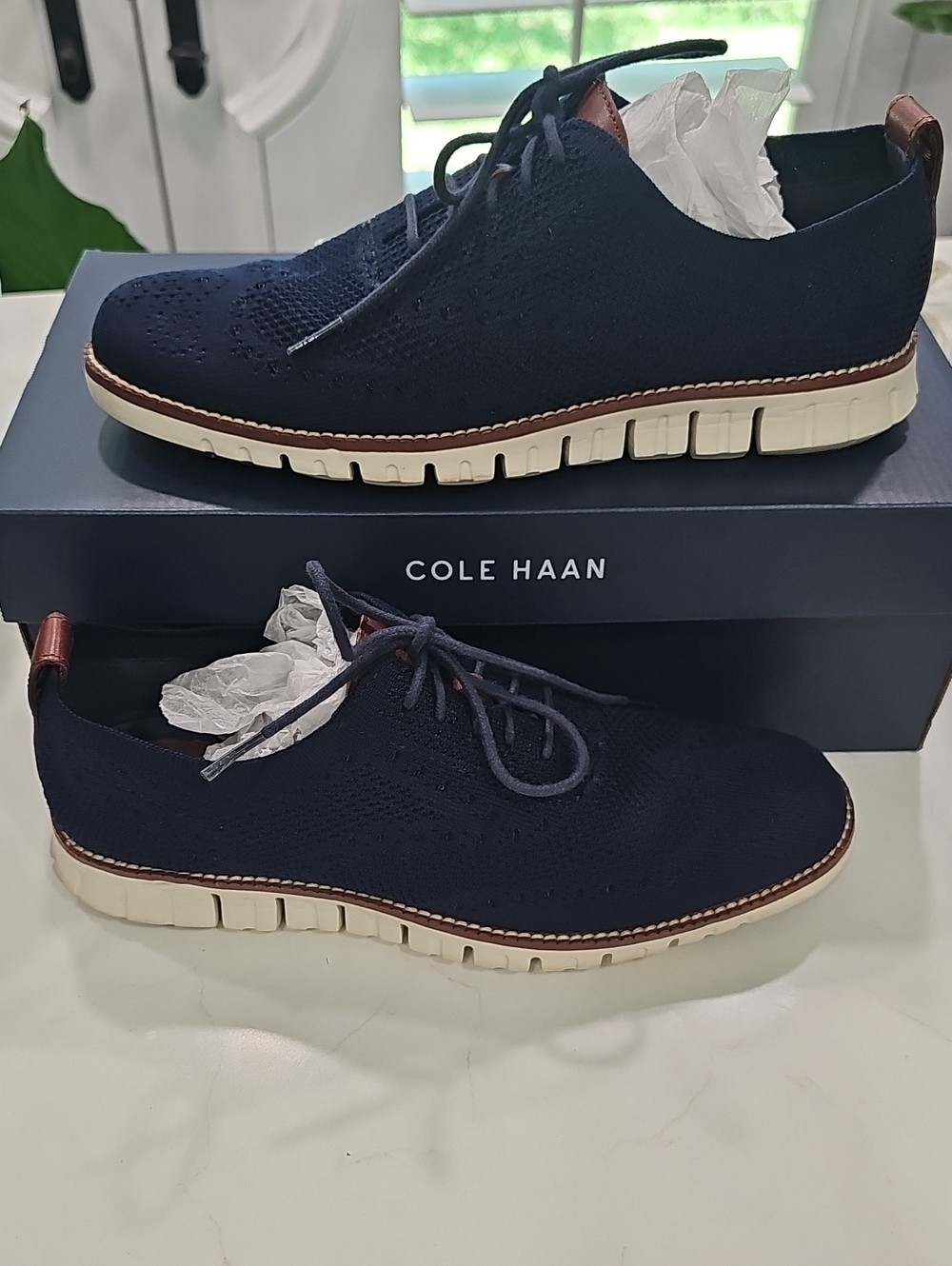 Cole Haan Zero Grand Men's Dress Shoes, Size 7.5, Navy Blue, Excellent Condition - Picture 3 of 6